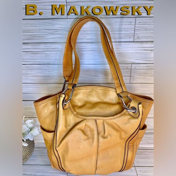 b. makowsky Handbags - SOLD Makowsky Camel Color Genuine Leather Medium Tote Shoulder Bag